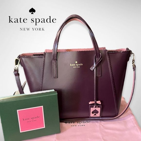 New Kate Spade Turner Road Small Loryn Satchel Crossbody Deep Plum & Pink $348 - Picture 16 of 16